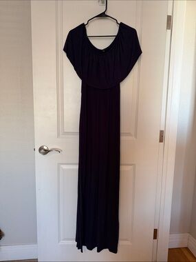 Staccato navy off the shoulder Maxi Dress